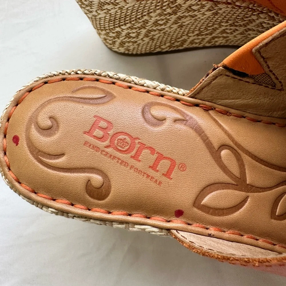 Born Orange Wedge Slides with Cork Heel - Picture 3 of 5